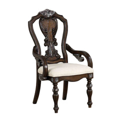 Traditional Style 2pc Arm Chair Ornate Corbels Dark Brown Finish Dining Room