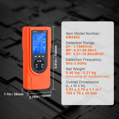 3-in-1 EMF Meter, 5Hz - 3.5GHz, Handheld Rechargeable Electromagnetic Field Radiation Detector, Digital LCD EMF Tester for EF MF RF Home Inspections Outdoor Ghost Hunting Paranormal Equipment
