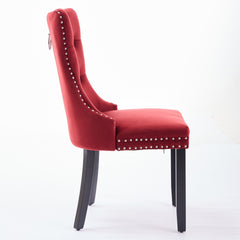 Classic Velvet Dining Chairs,  High-end Tufted Solid Wood Contemporary Velvet Upholstered Dining Chair with Wood Legs Nailhead, SET OF 2,Burgundy, Wine Red,SW2001WR