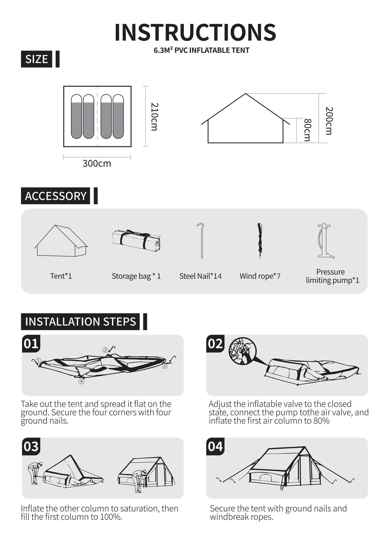 Inflatable Camping Tents with Hand Pump, Air Glamping Tents, Easy Setup Waterproof and Windproof Blow up Tent, 4 Seasons Oxford Cabin Tent with Mesh & Chimney Window.