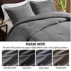 3PCS King/Cal King Twill Washed Comforter Set