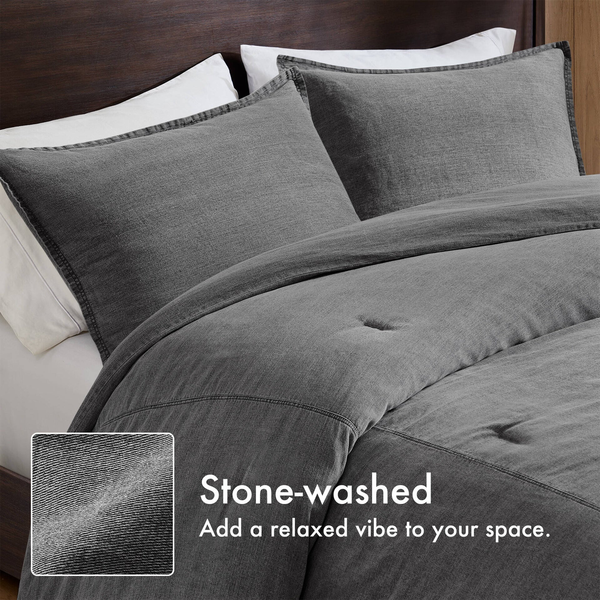 3PCS King/Cal King Twill Washed Comforter Set