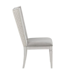 Katia Light Gray Linen & Weathered White Finish Side Chair( Set of 2)