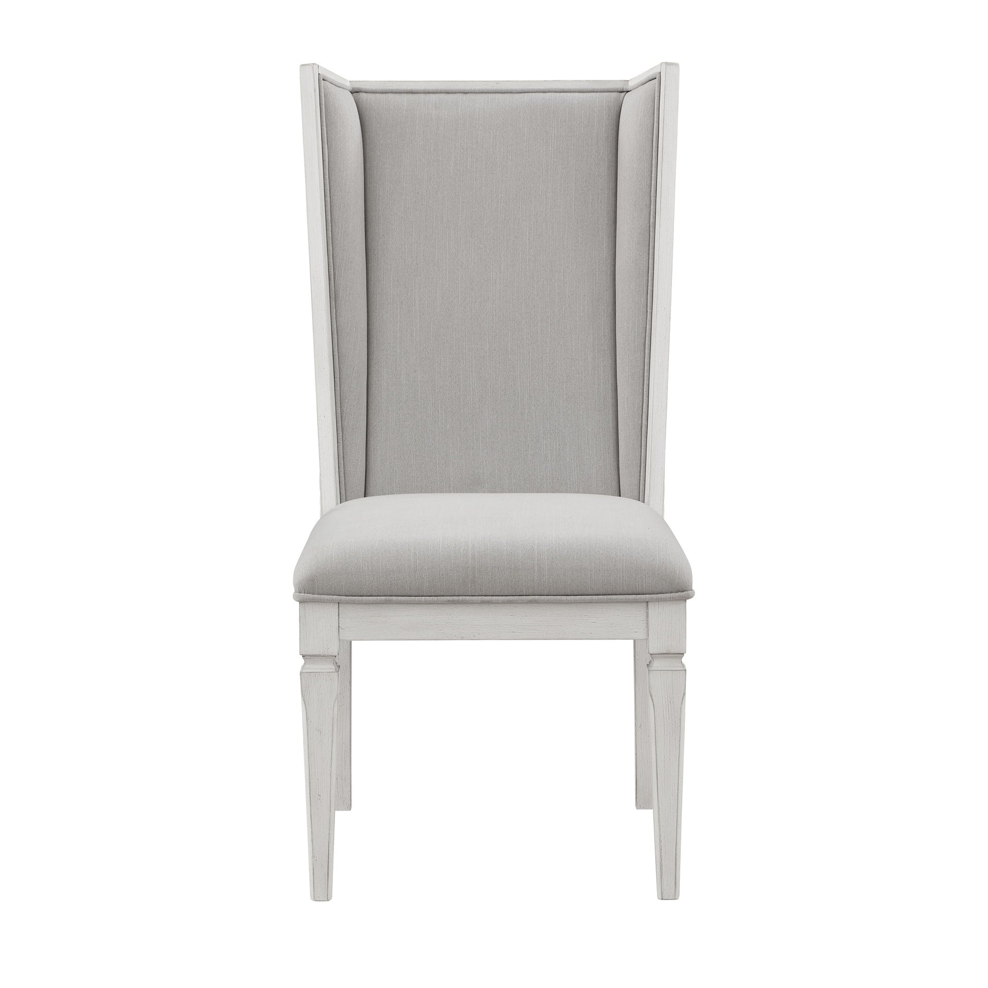 Katia Light Gray Linen & Weathered White Finish Side Chair( Set of 2)