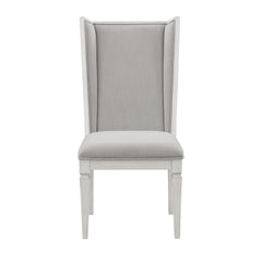 Katia Light Gray Linen & Weathered White Finish Side Chair( Set of 2)