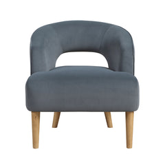 Luxury Home Unique Style Accent Chair Dark Gray Velvet Plush Seat Solid Wood Legs Contemporary Living Room Furniture 1pc