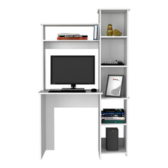 Desk, Five Shelves, Two Superior Shelves, White