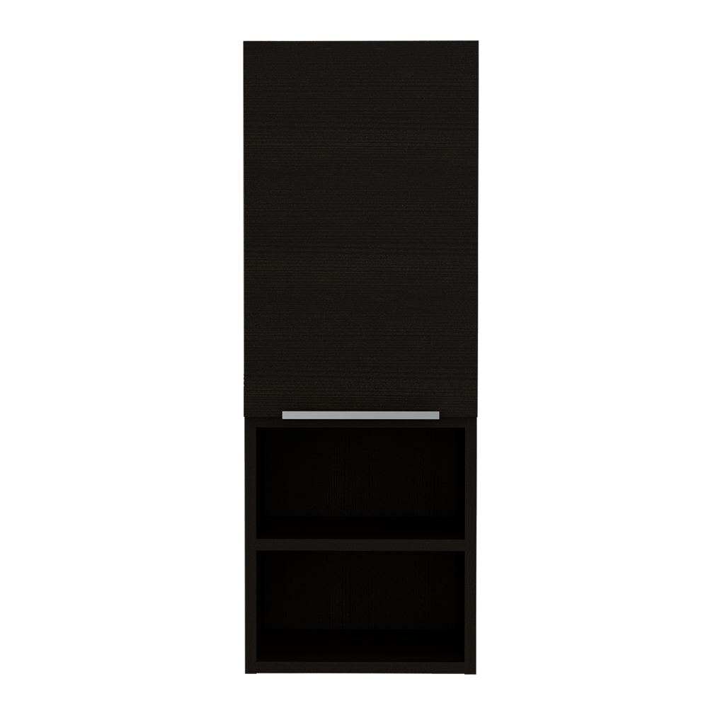 Medicine Single Door Cabinet 32" H, Two External Shelves, Two Interior Shelves, Black