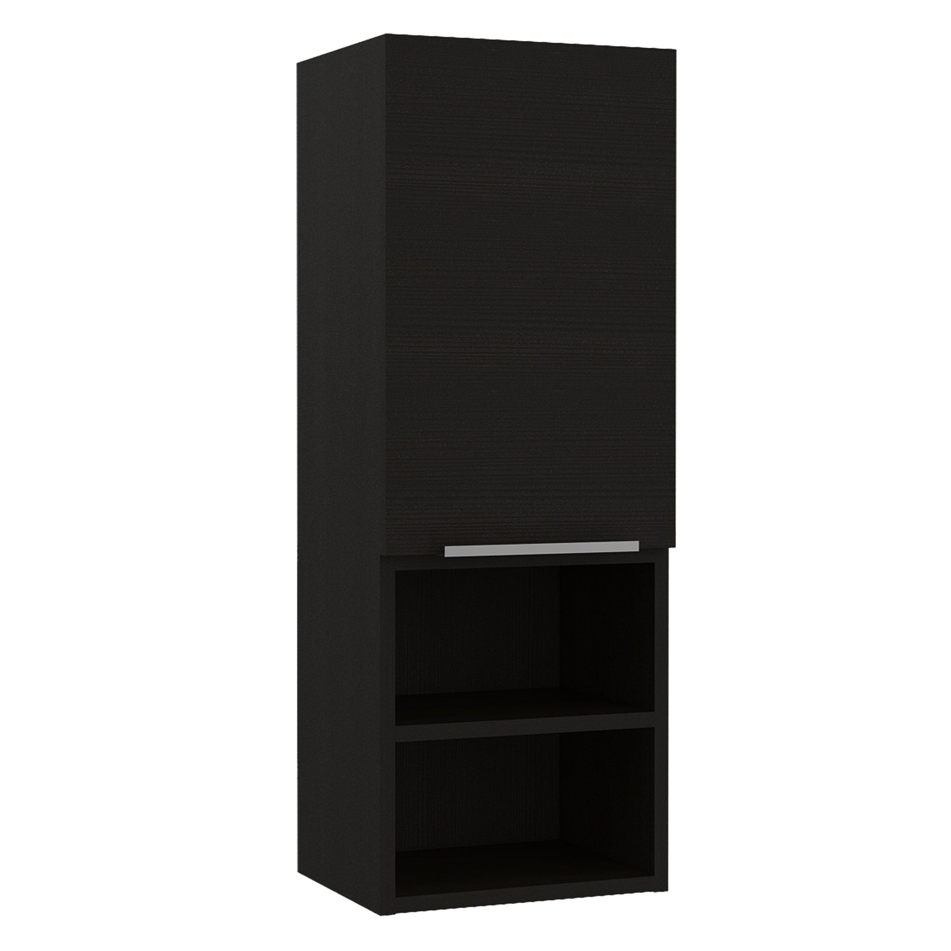 Medicine Single Door Cabinet 32" H, Two External Shelves, Two Interior Shelves, Black