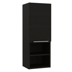 Medicine Single Door Cabinet 32" H, Two External Shelves, Two Interior Shelves, Black