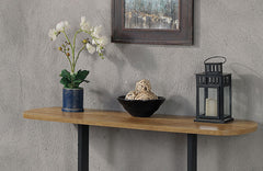 1pc Sofa Table Industrial Style U-Shape Base Replicate Wood Top Rustic Oak And Sand Black Finish Powder Coated Frame