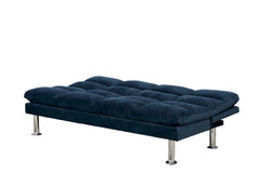 Contemporary Style Futon Bed Microfabric Converted Into Bed With Extra support Leg Primary Living Navy Finish