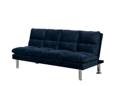 Contemporary Style Futon Bed Microfabric Converted Into Bed With Extra support Leg Primary Living Navy Finish