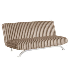 Futon Sofa Contemporary Style Convert Into Bed With Extra Support Metal Leg Chrome Finish Metal Base Legs Taupe Finish
