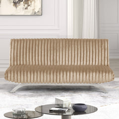 Futon Sofa Contemporary Style Convert Into Bed With Extra Support Metal Leg Chrome Finish Metal Base Legs Taupe Finish