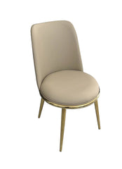 Gold And Taupe Finish Contemporary Style 2pc Side Chair Upholstered Round Chair Fabric Seat Dining Room