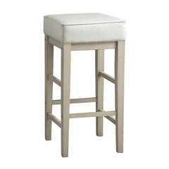 Transitional White Faux Leather Seat 29-inch Pub Height Stools Set of 2, White Finish Solid Wood Frame