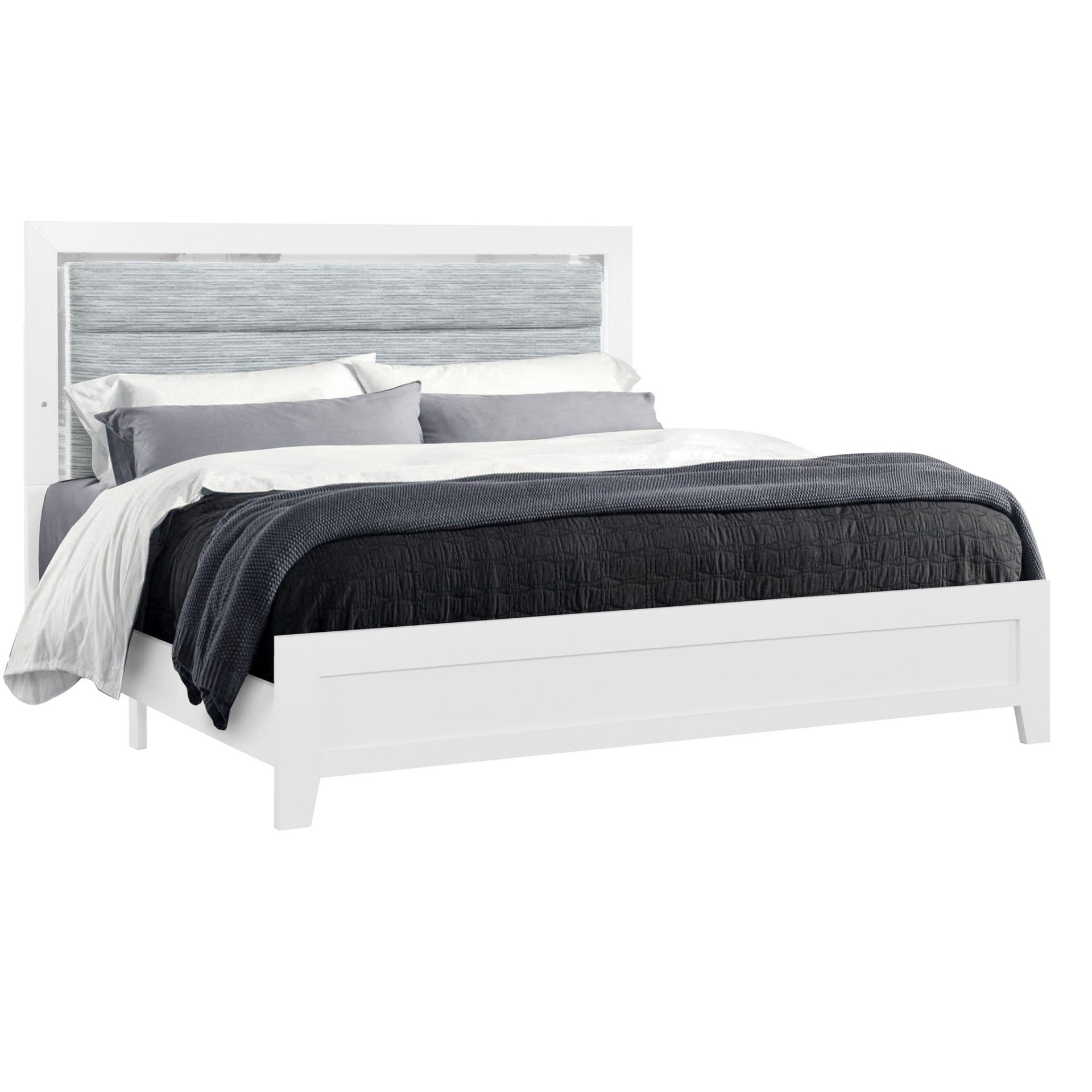 OMODA WHITE QUEEN BED WITH LED