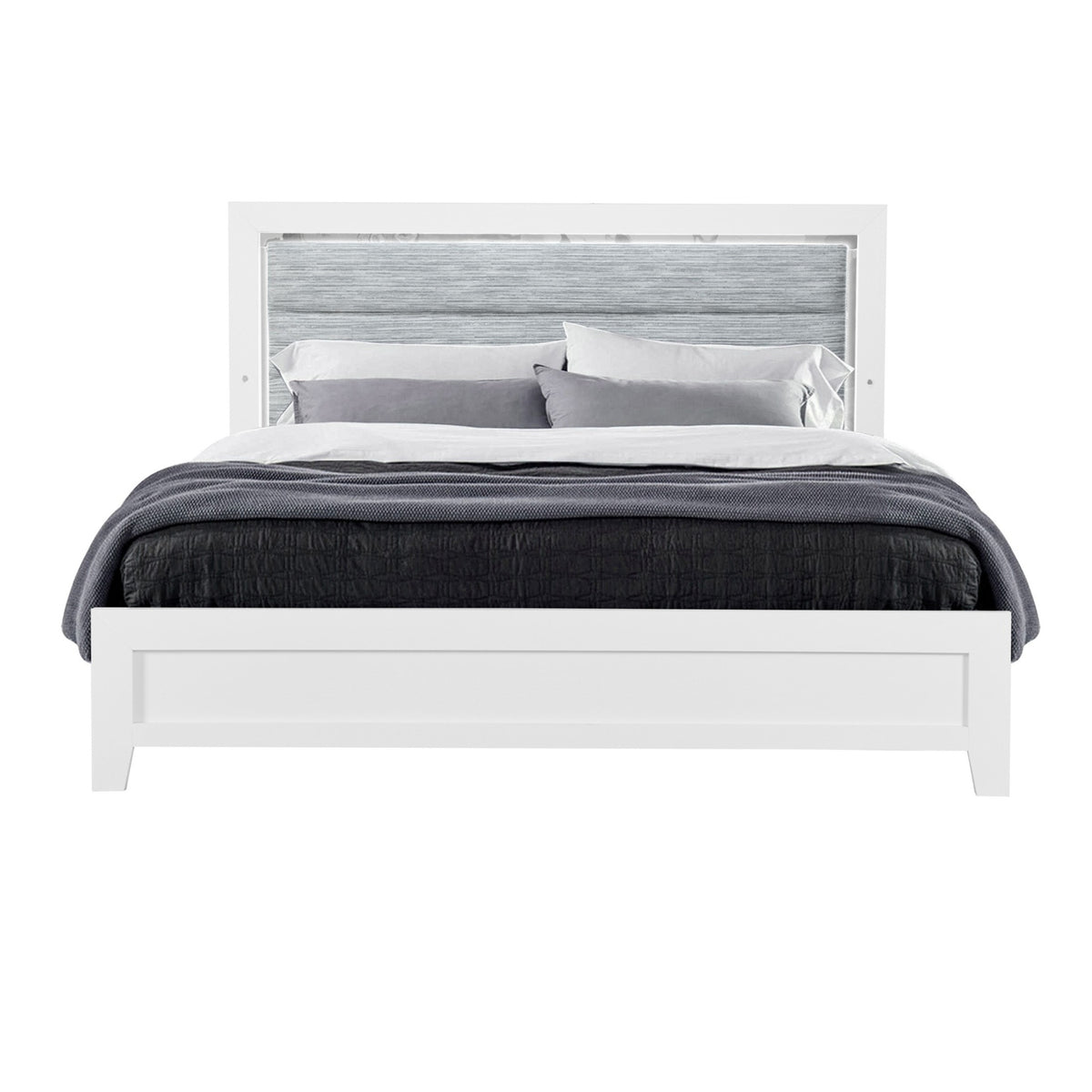 OMODA WHITE QUEEN BED WITH LED