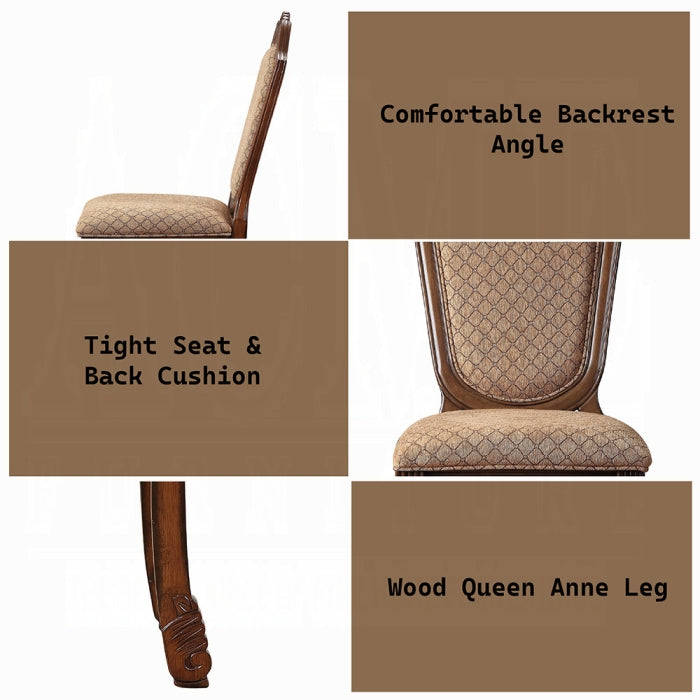 Chateau Fabric & Cherry Finish De Ville Side Chair (Set of 2)