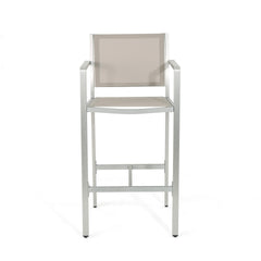 29.50" Barstools with Silver Rust-Proof Aluminum Frame, Grey Mesh, Set of 2