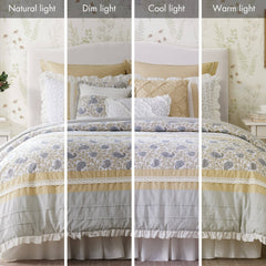 9 Piece Cotton Percale Comforter Set Yellow Cal King