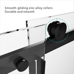 S-RM6076TB 56-60"W x 76"H Sliding Shower Door, 8mm Frameless Glass Shower Door with Matte Black Hardware, Towel Bar and Handle,Drop Shipping available