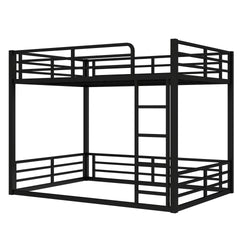 Metal Bunk Bed, Full XL over Full XL Floor Bunk Bed Frame,Heavy-Duty Bunk Bed for Kids, Teens, Adults, Noise-reduced Design, Black