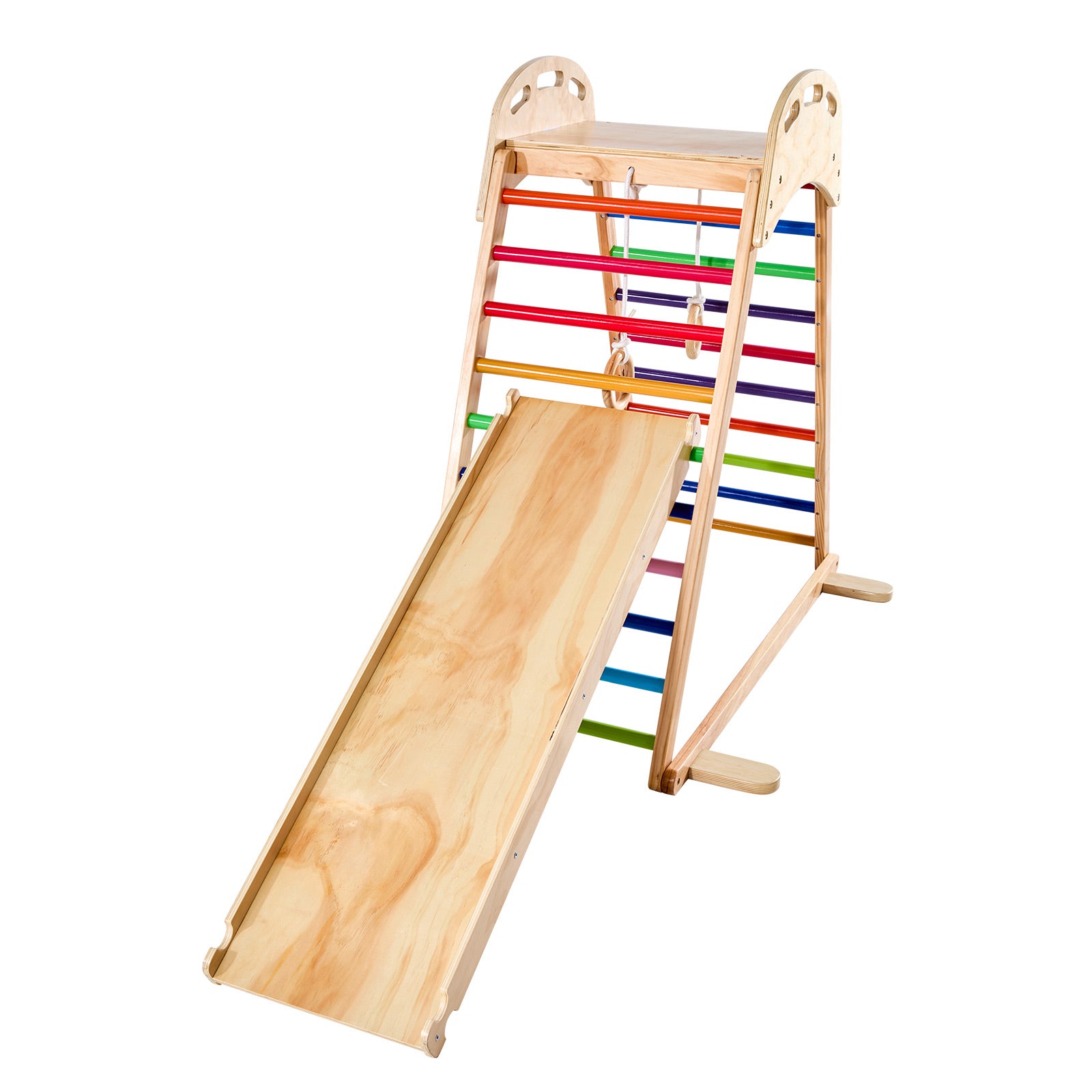Indoor Playground Jungle Gym 4-in-1 Wooden Indoor Playground Playset