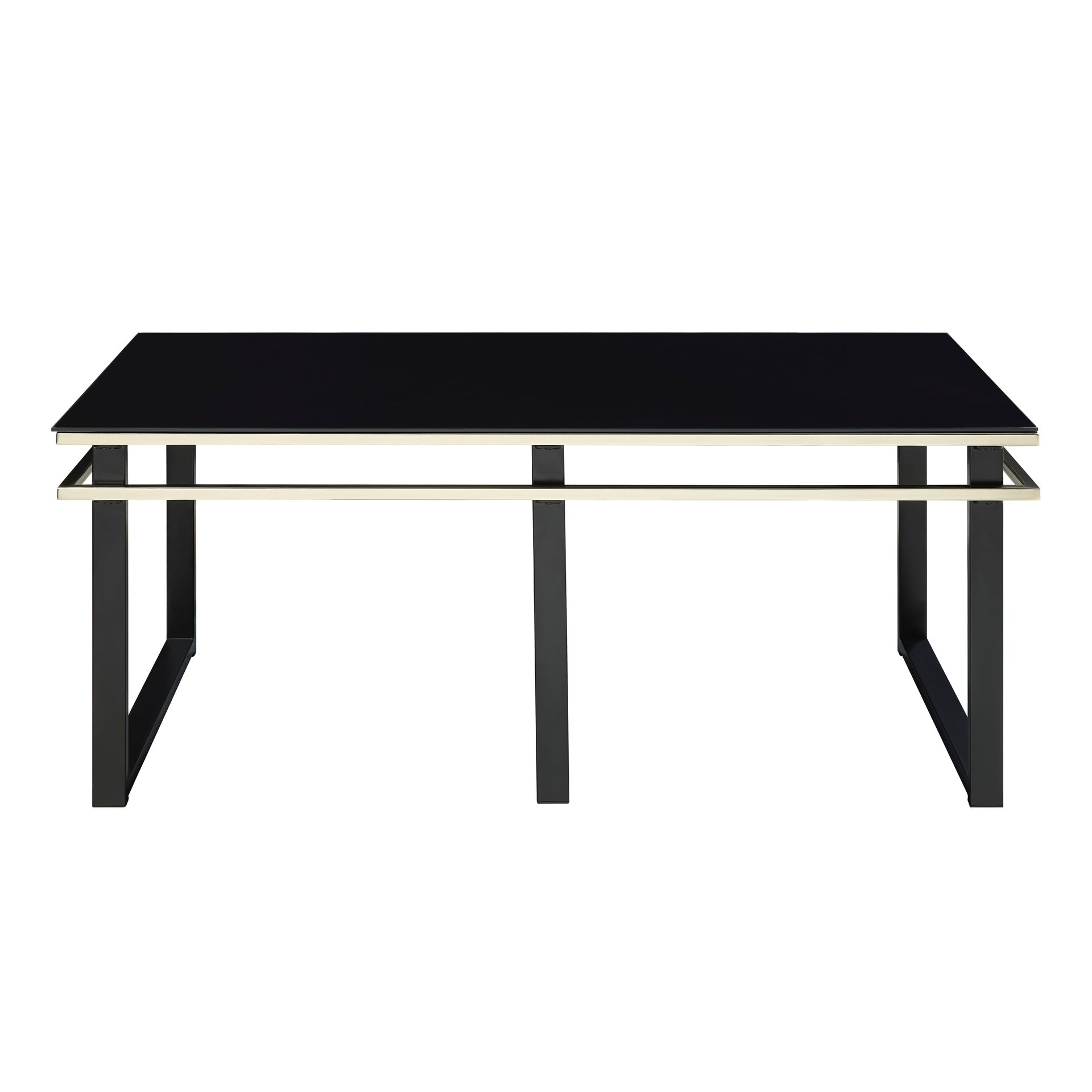Black Coffee Table and End Tables Set Occasional 3pc Tables Tempered Glass Top Metal Frame Modern Living Room Furniture