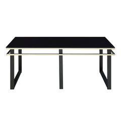 Black Coffee Table and End Tables Set Occasional 3pc Tables Tempered Glass Top Metal Frame Modern Living Room Furniture