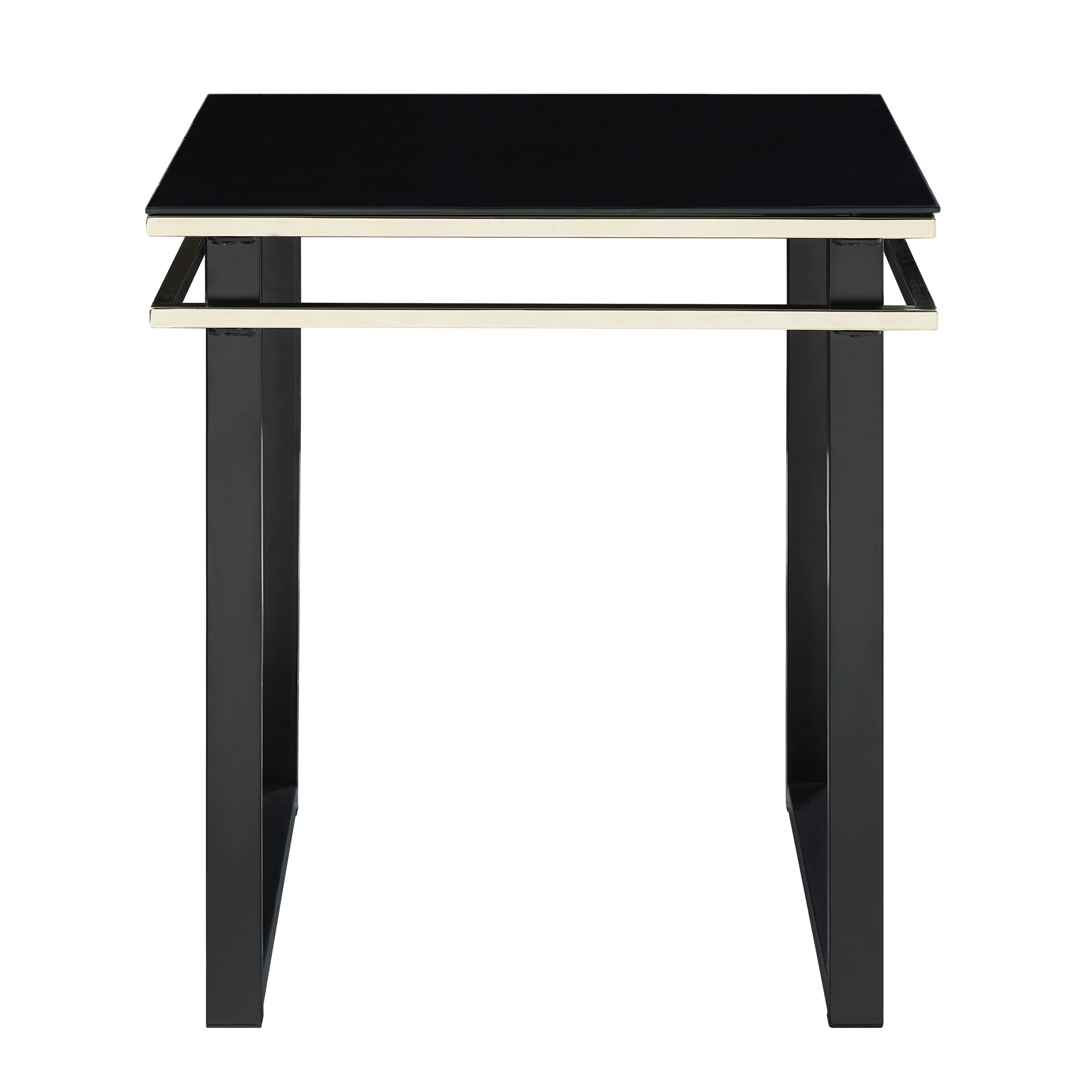Black Coffee Table and End Tables Set Occasional 3pc Tables Tempered Glass Top Metal Frame Modern Living Room Furniture