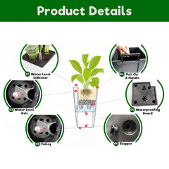 Pack of 2 Square Planter for Garden 22-Inch High Faux Rattan Design Flower Pot with Automatic Watering System for Porch, Patio, Backyard, Makes Keeping Flowers Easier