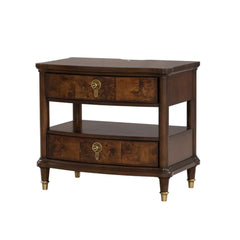 Traditional Style 1pc Nightstand Power Outlet Round Key Knobs Gold Capped Legs Ball Bearing Glide Dark Cherry Finish Bedroom Furniture