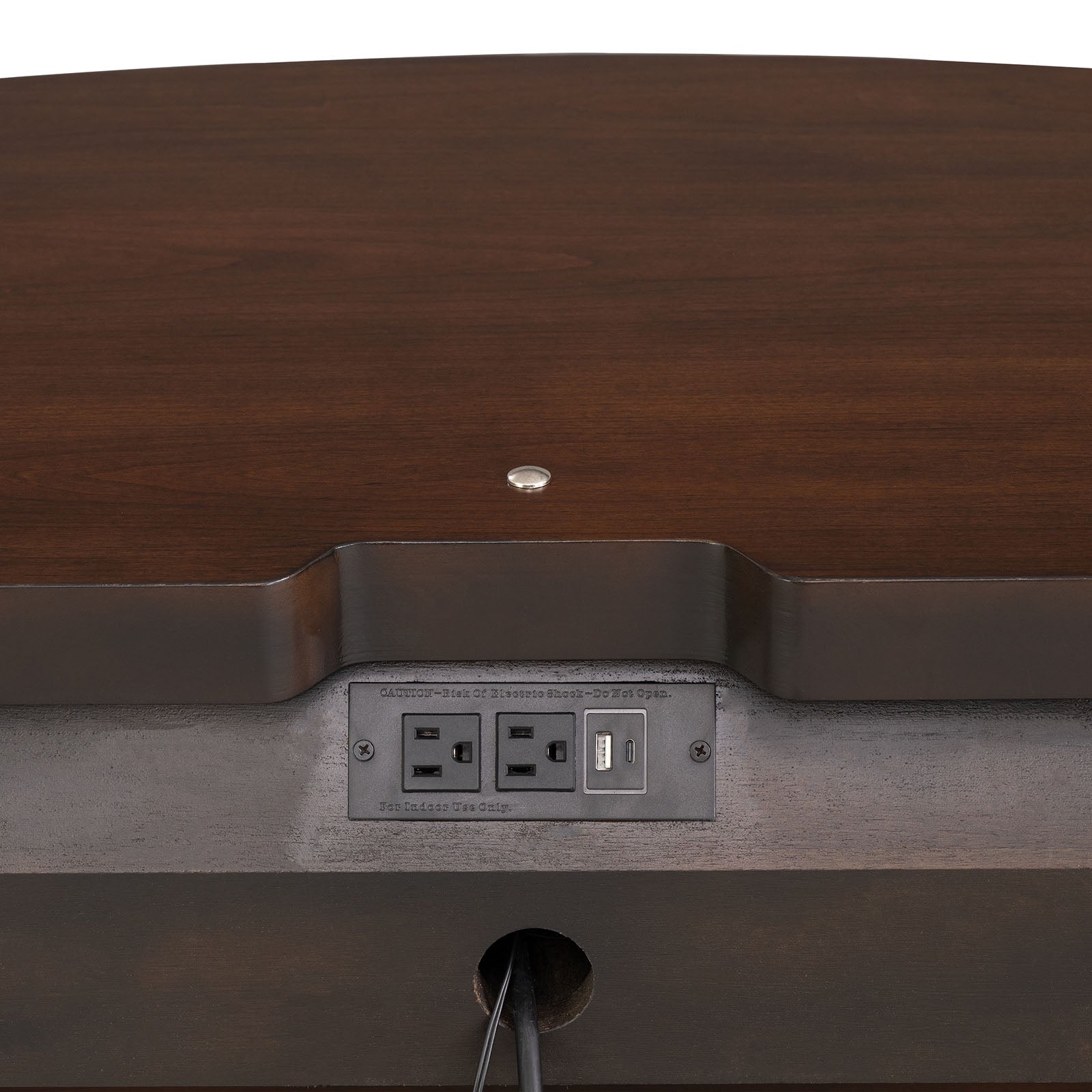 Traditional Style 1pc Nightstand Power Outlet Round Key Knobs Gold Capped Legs Ball Bearing Glide Dark Cherry Finish Bedroom Furniture