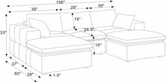 Large Arms Cordory Upholstered Modular Sectional with 2 Ottomans