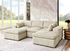 Large Arms Cordory Upholstered Modular Sectional with 2 Ottomans