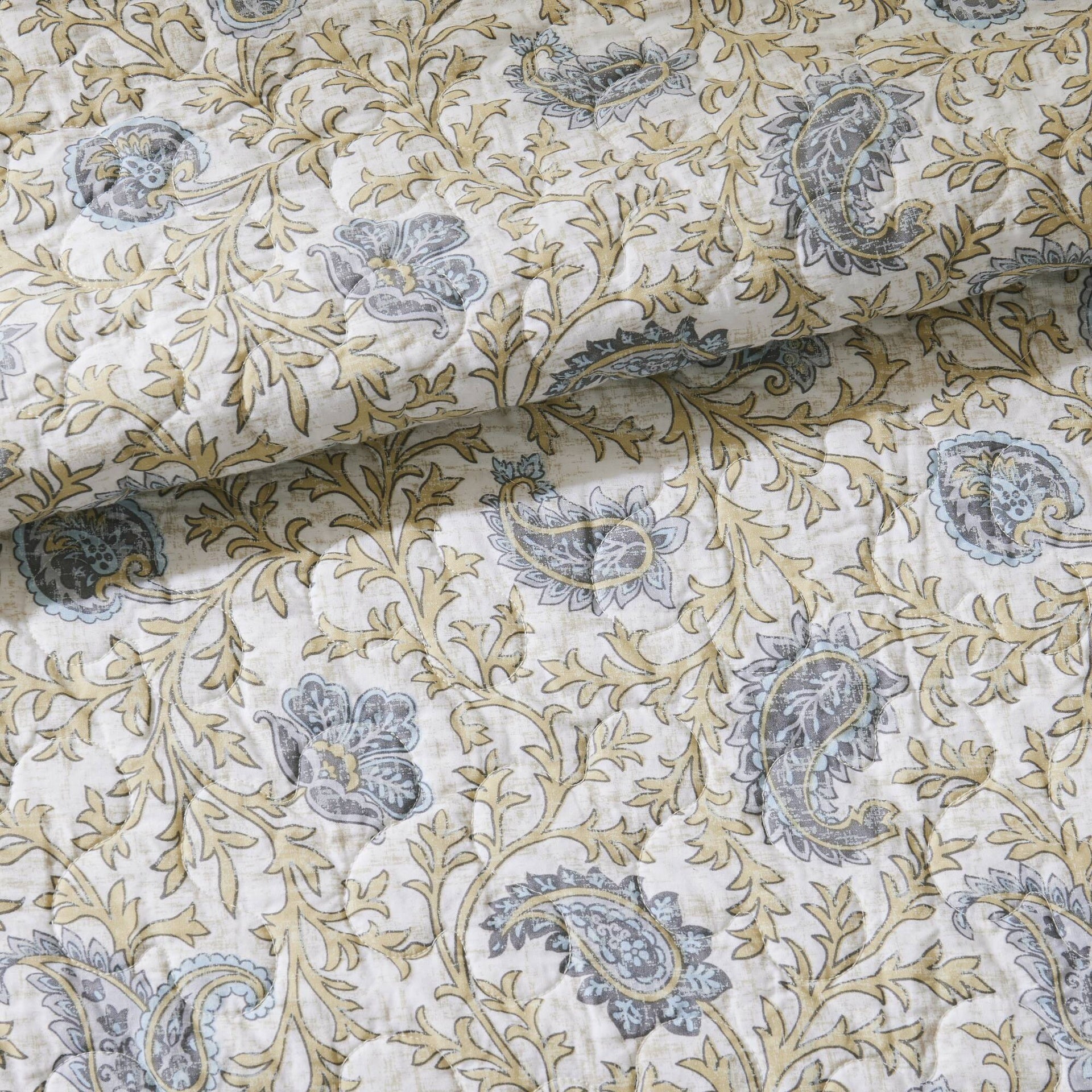 6 Piece Cotton Percale Quilt Set with Throw Pillows Yellow King/Cal King