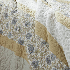 6 Piece Cotton Percale Quilt Set with Throw Pillows Yellow King/Cal King