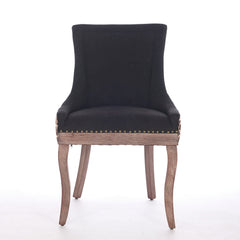 A&A Furniture,Ultra Side Dining Chair, Thickened fabric chairs with neutrally toned solid wood legs, Bronze nail head, Set of 2,Leopard Print