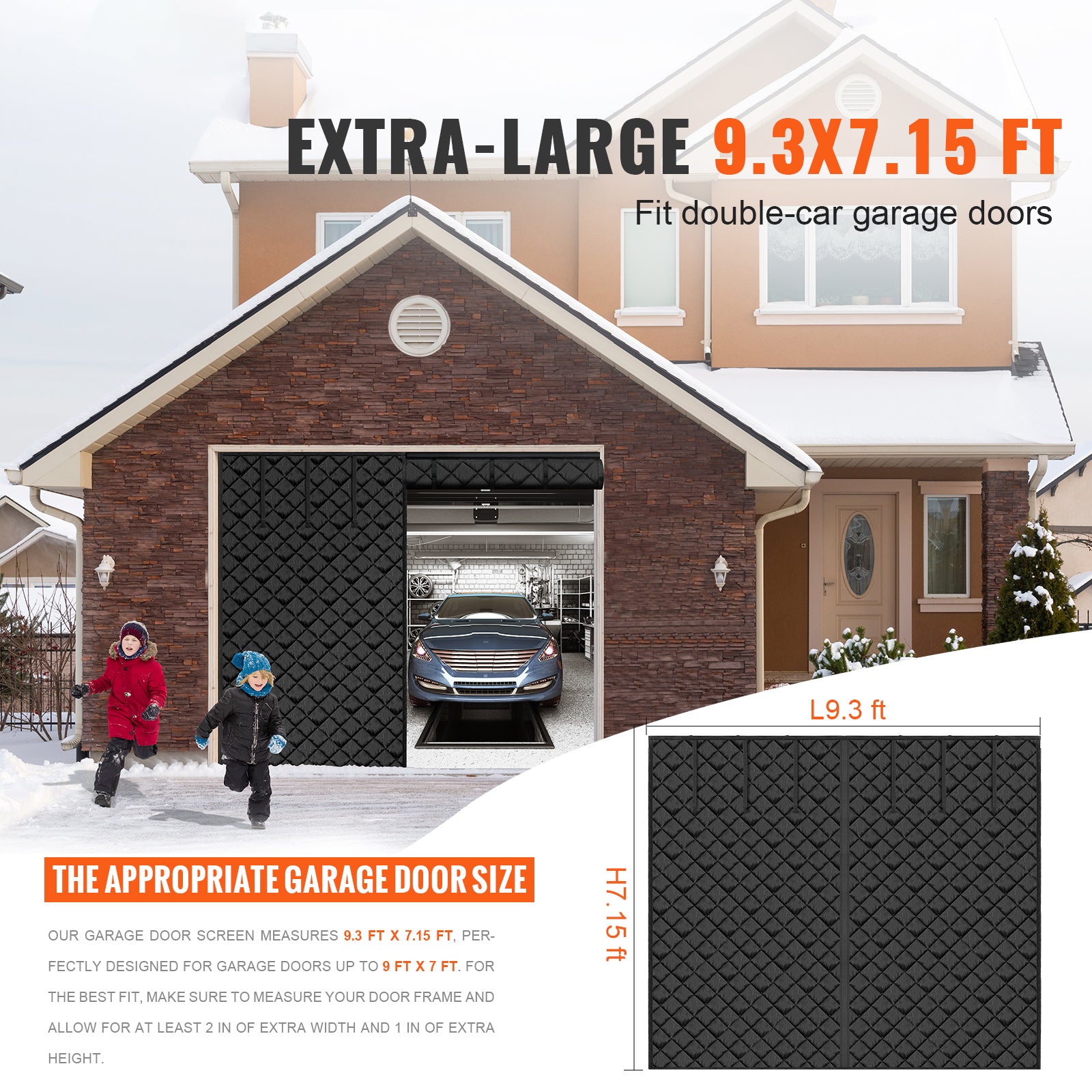 Garage Door Screen for Winter 9.28 x 7.15 ft Garage Door Insulation Kit