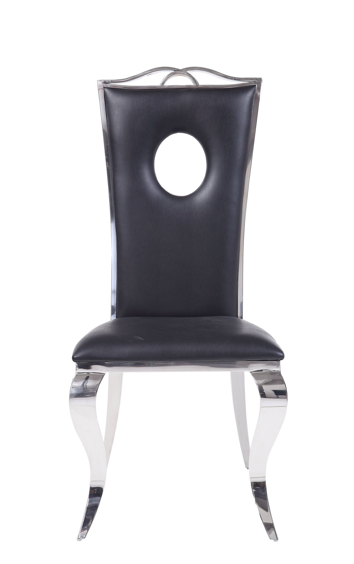 Black and Stainless Steel Side Chair with Cut-Out Back (Set of 2)