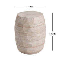 Outdoor/Indoor Lightweight Concrete Side Table,Travertine Finish