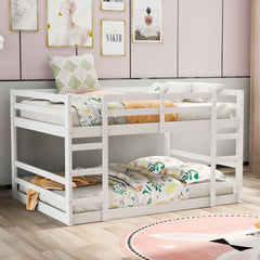 Full Over Full Bunk Bed with Ladder, White