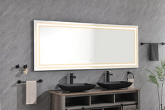 72 x 30 Inch LED Bathroom Mirror with Front and Backlight, Wall Mounted Vanity Mirror, Anti-Fog, Memory, 3 Colors, Stepless Dimmable