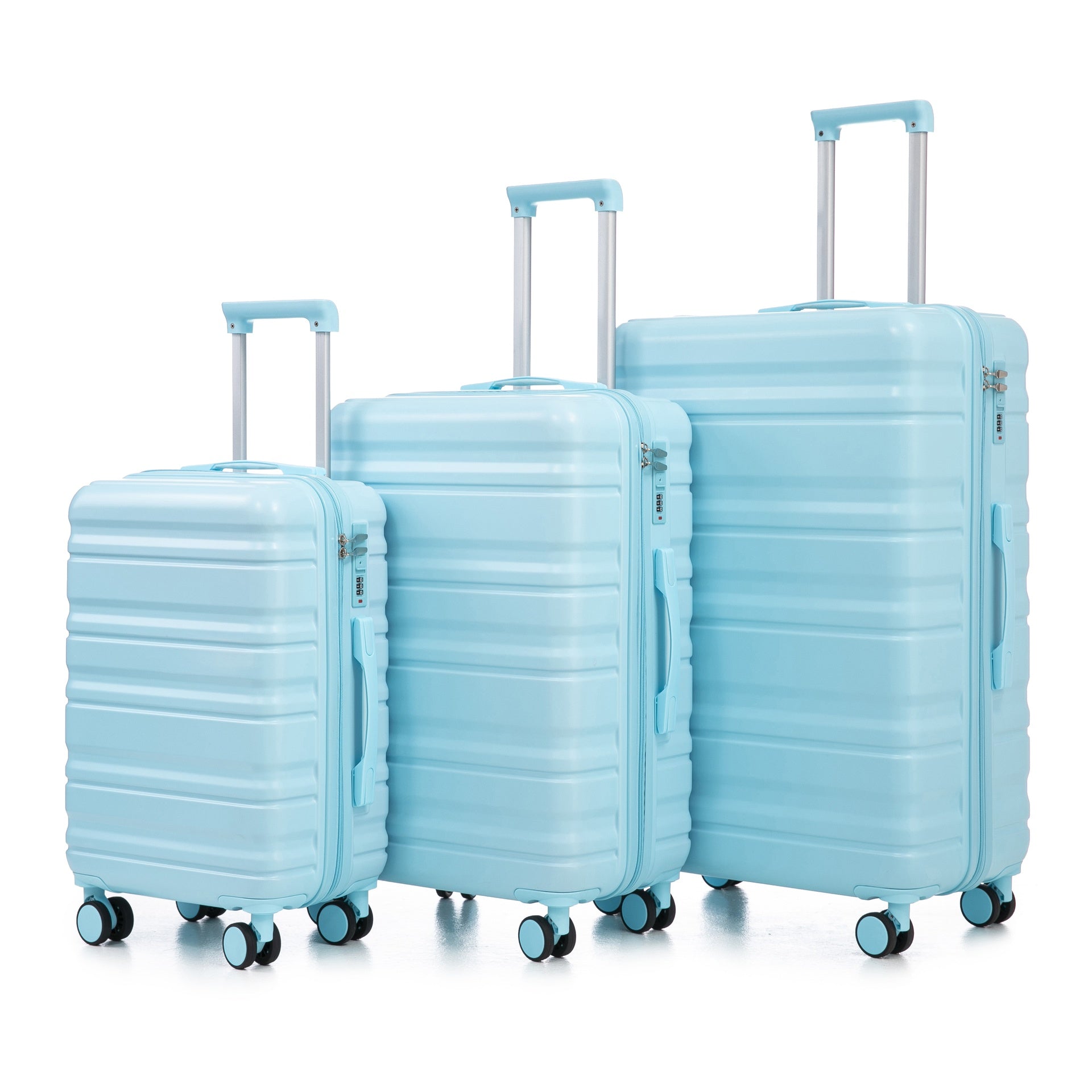 HIFINE TOURIST 20"/24"/28" 3 pcs/set in ABS Spinner Wheel Luggage, Carry on Suitcase, Matching Color, Combination Lock (Blue)