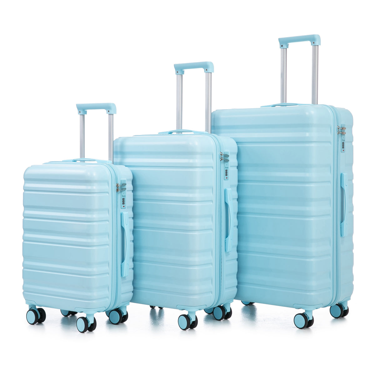 HIFINE TOURIST 20"/24"/28" 3 pcs/set in ABS Spinner Wheel Luggage, Carry on Suitcase, Matching Color, Combination Lock (Blue)
