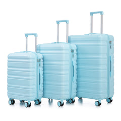 HIFINE TOURIST 20"/24"/28" 3 pcs/set in ABS Spinner Wheel Luggage, Carry on Suitcase, Matching Color, Combination Lock (Blue)