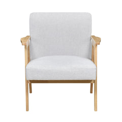 Modern Home Furniture Gray Fabric Upholstery 1pc Accent Chair Solid Rubberwood Natural Finish Contemporary Cushion Seat