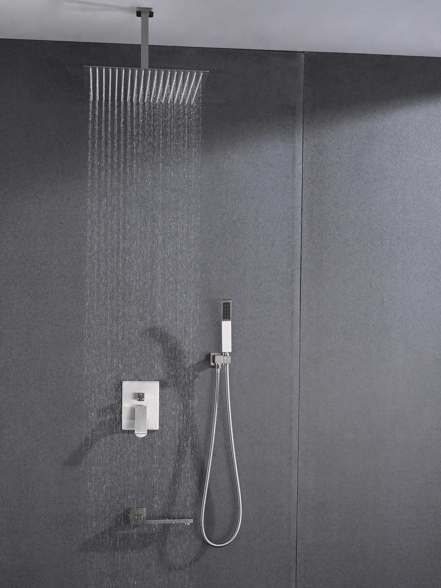 Ceiling Mounted Shower System Combo Set with Handheld and 16"Shower head
